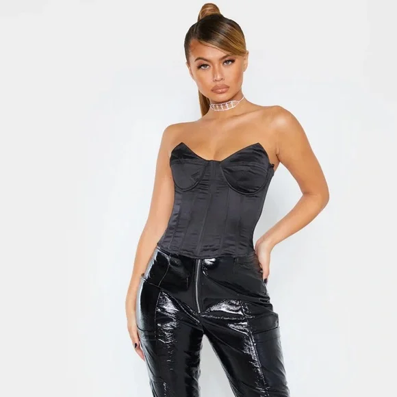 pretty little thing black top corset